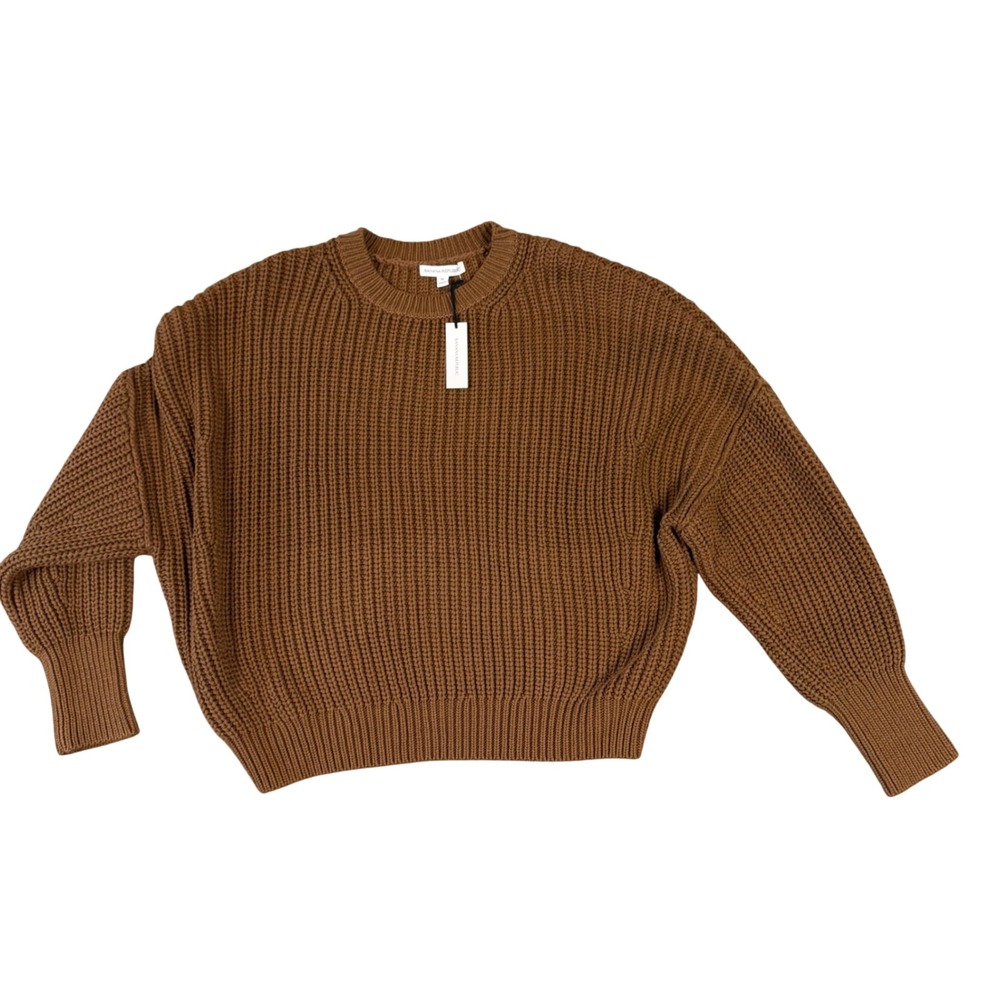 Banana Republic Womens XL Brown Chunky Cotton Crew Neck Oversized Knit Sweater
